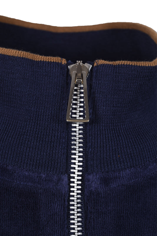 Paul Smith Half Zip Velour Sweatshirt Ink Blue