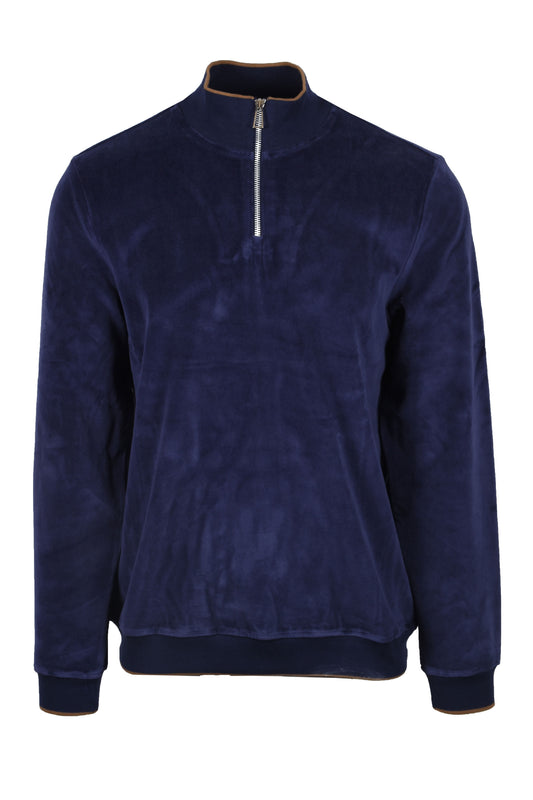Paul Smith Half Zip Velour Sweatshirt Ink Blue