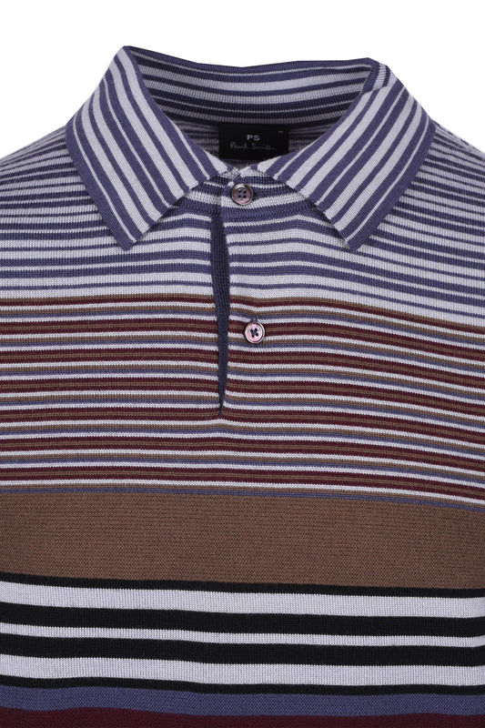 Paul Smith LS Knitted Polo Sweatshirt Dark Violet