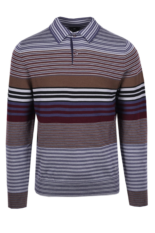 Paul Smith LS Knitted Polo Sweatshirt Dark Violet
