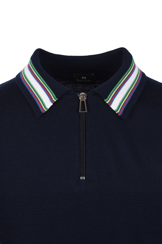 Paul Smith Long Sleeve Knitted Polo Dark Navy