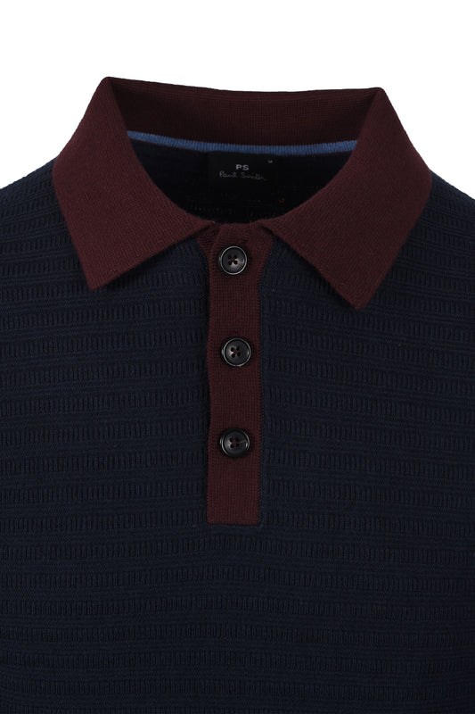 Paul Smith Long Sleeve Knitted Polo Dark Navy