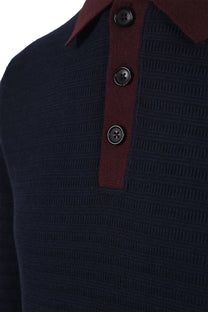 Paul Smith Long Sleeve Knitted Polo Dark Navy Paul Smith