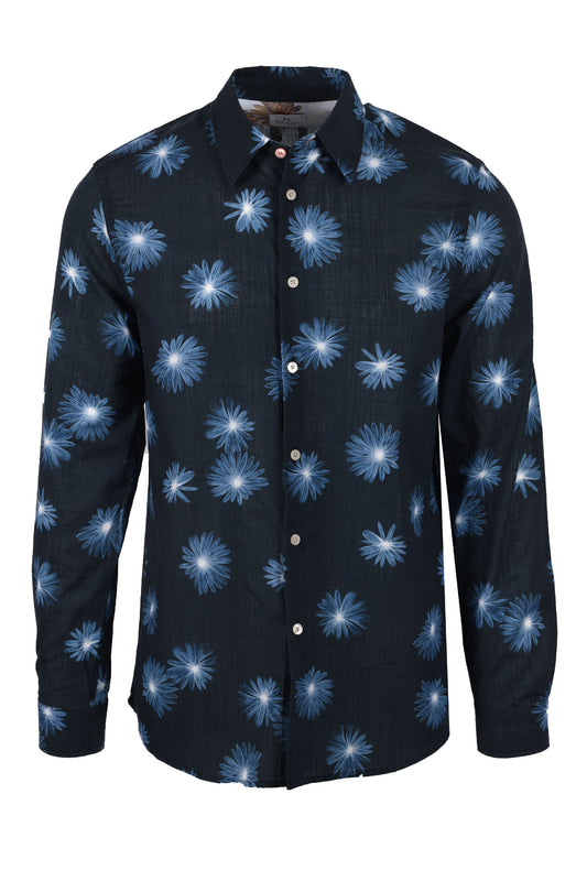 Paul Smith Reg Fit Floral Shirt Greyish Blue
