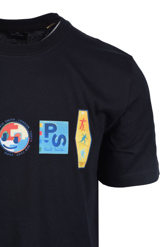 Paul Smith Reg Fit Stickers T-Shirt Navy