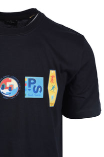 Paul Smith Reg Fit Stickers T-Shirt Navy Paul Smith