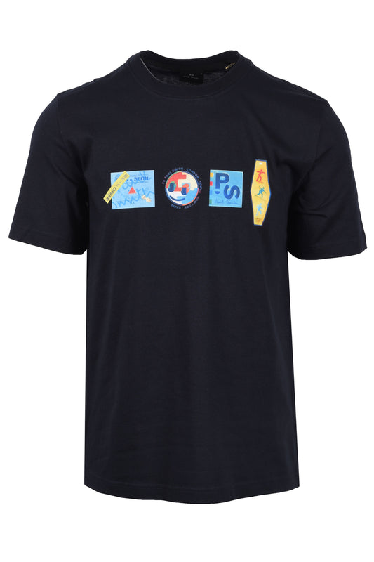 Paul Smith Reg Fit Stickers T-Shirt Navy