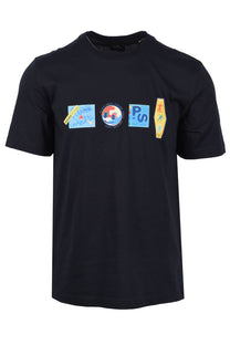 Paul Smith Reg Fit Stickers T-Shirt Navy Paul Smith