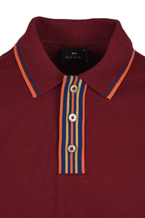 Paul Smith Reg Fit Stripe Placket Polo Burgundy Paul Smith