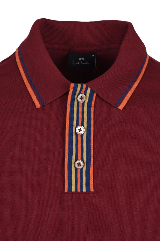 Paul Smith Reg Fit Stripe Placket Polo Burgundy