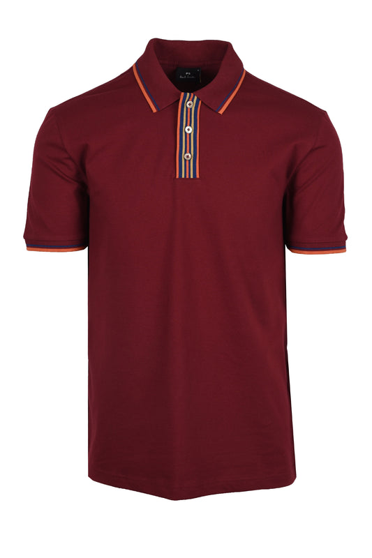 Paul Smith Reg Fit Stripe Placket Polo Burgundy