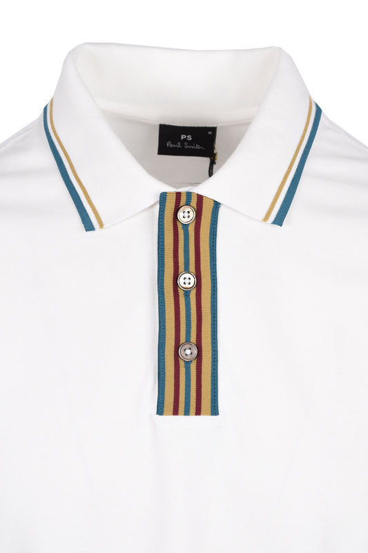 Paul Smith Reg Fit Stripe Placket Polo White