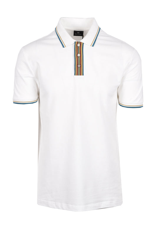 Paul Smith Reg Fit Stripe Placket Polo White