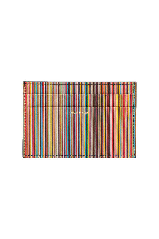 Paul Smith Signature Stripe Leather Card Holder Black