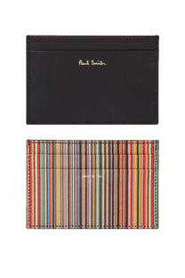 Paul Smith Signature Stripe Leather Card Holder Black Paul Smith