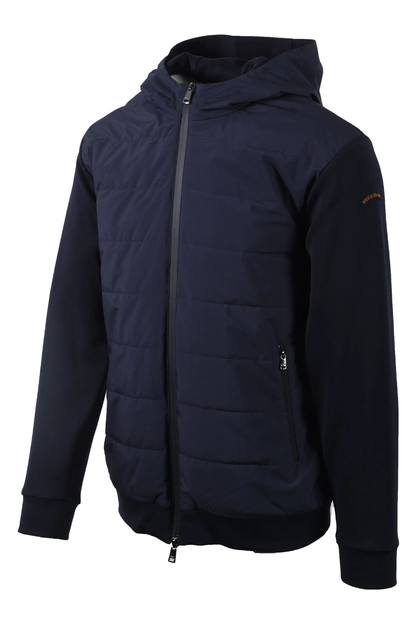 Navy blue paul and smith jacket with a hood on a white background