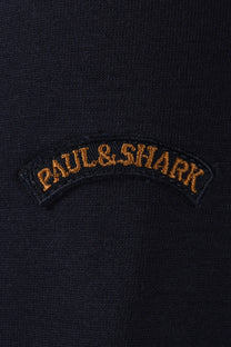 Paul & Shark logo on a dark jacket close up 