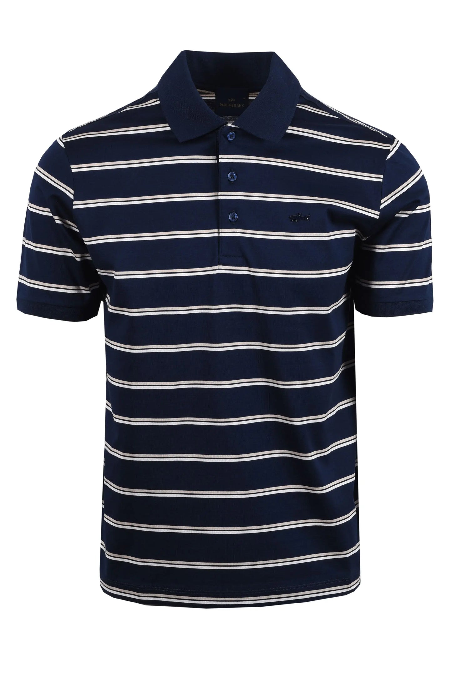 Paul & Shark POLO SHIRT NAVY BEIGE CREAM STRIPE Paul & Shark
