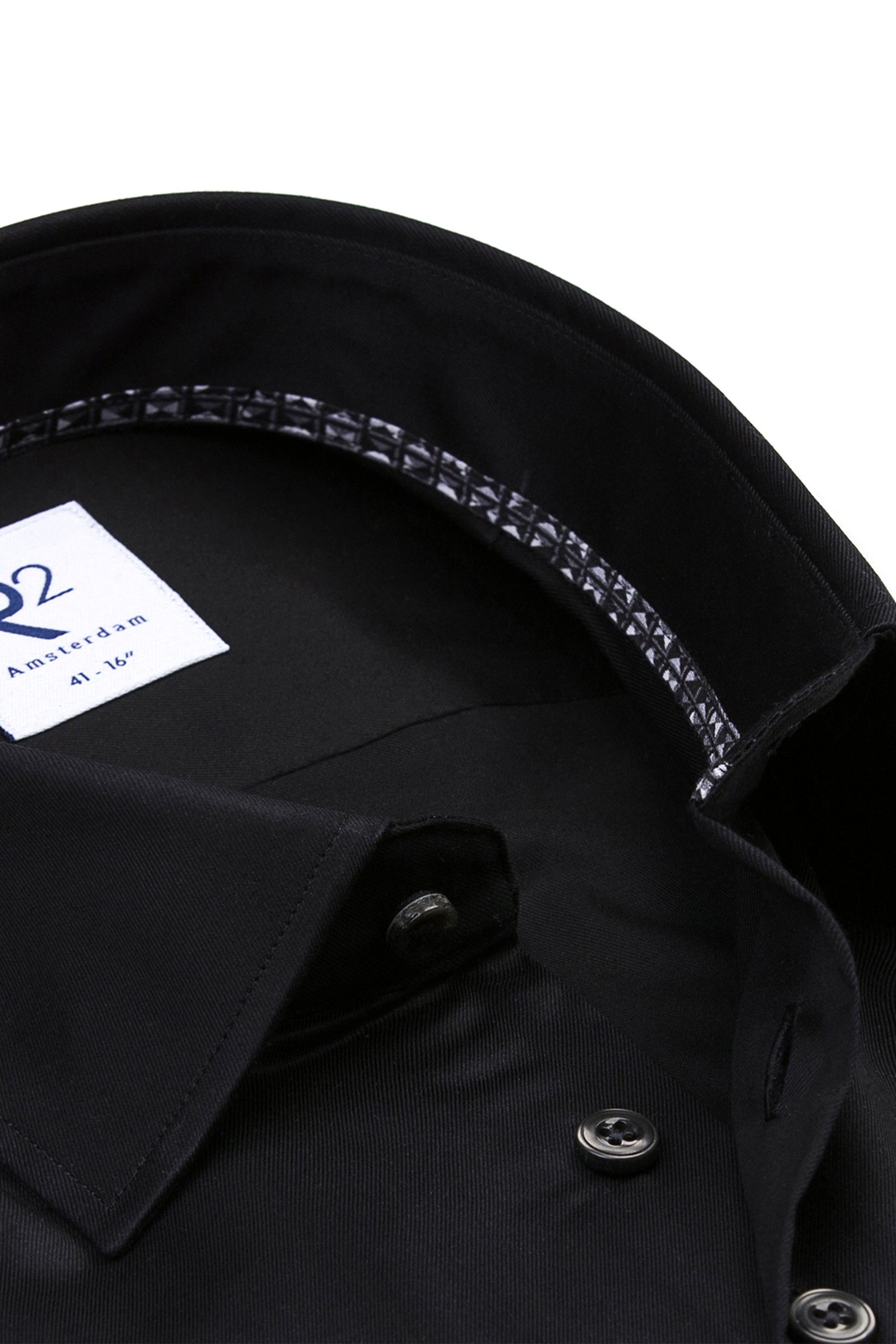 R2 BUTTON UNDER LONG SLEEVE SHIRT BLACK R2 Michael Stewart Menswear  Shirts