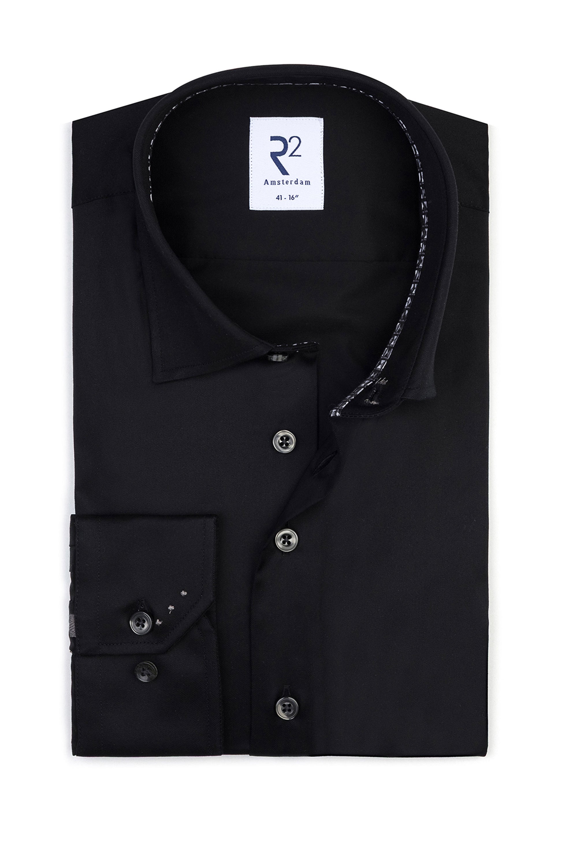 R2 BUTTON UNDER LONG SLEEVE SHIRT BLACK R2 Michael Stewart Menswear  Shirts