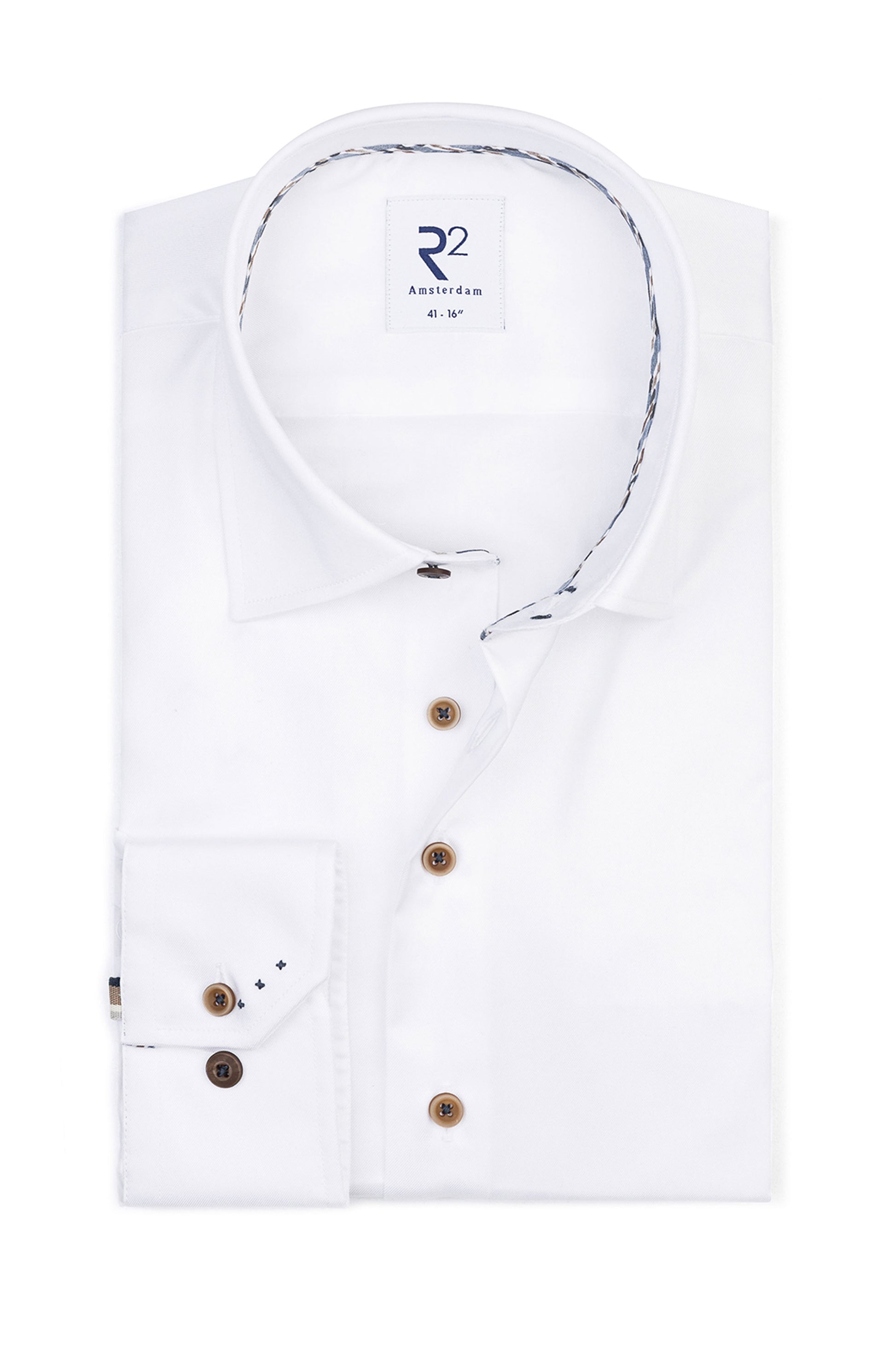 R2 BUTTON UNDER LONG SLEEVE SHIRT WHITE R2 Michael Stewart Menswear  Shirts