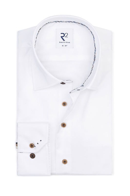 R2 BUTTON UNDER LONG SLEEVE SHIRT WHITE R2 Michael Stewart Menswear  Shirts