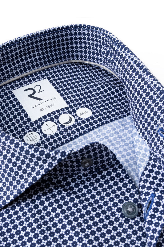 R2 CUT AWAY COLLAR LONG SLEEVE SHIRT BLUE R2 Michael Stewart Menswear  Shirts