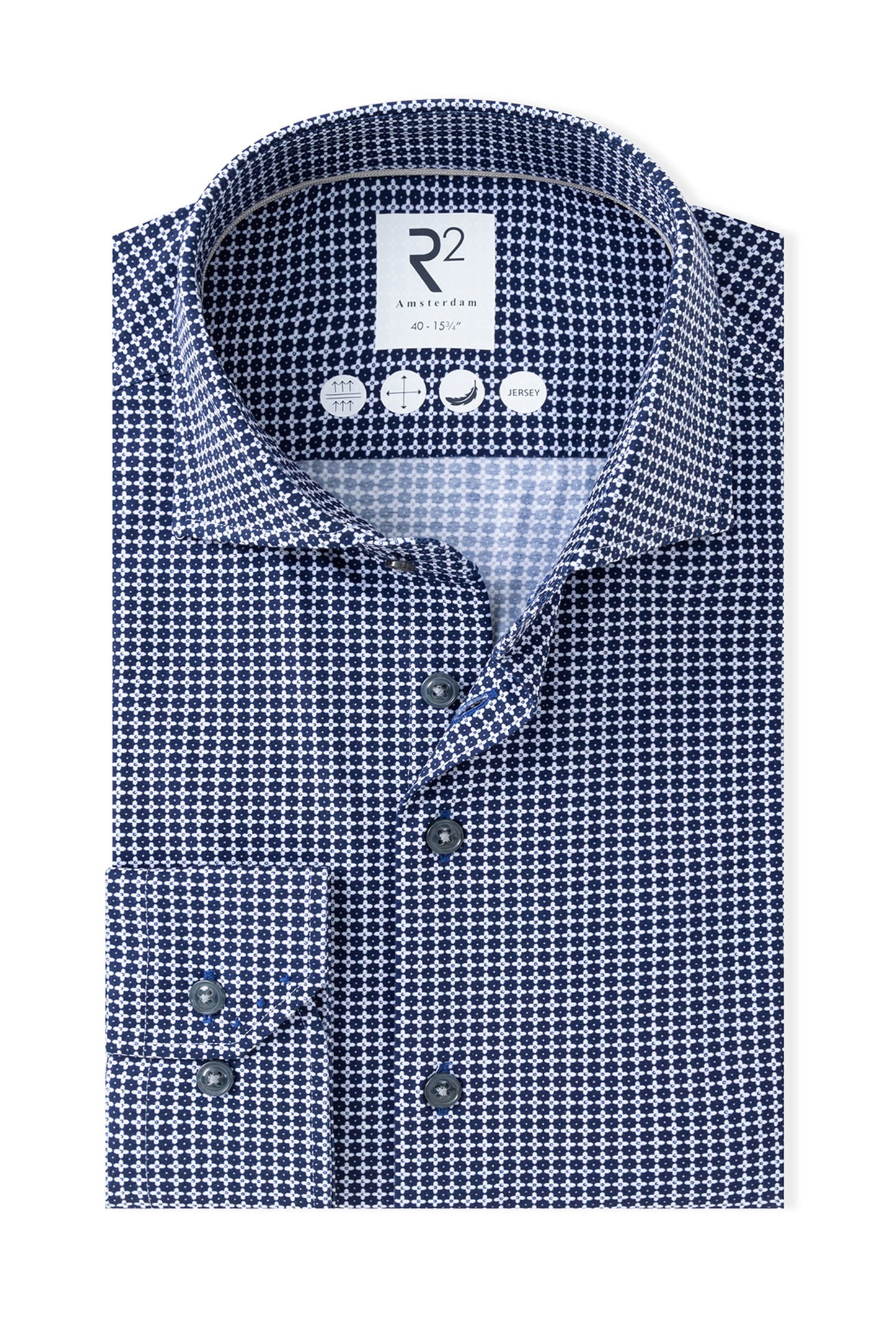 R2 CUT AWAY COLLAR LONG SLEEVE SHIRT BLUE R2 Michael Stewart Menswear  Shirts