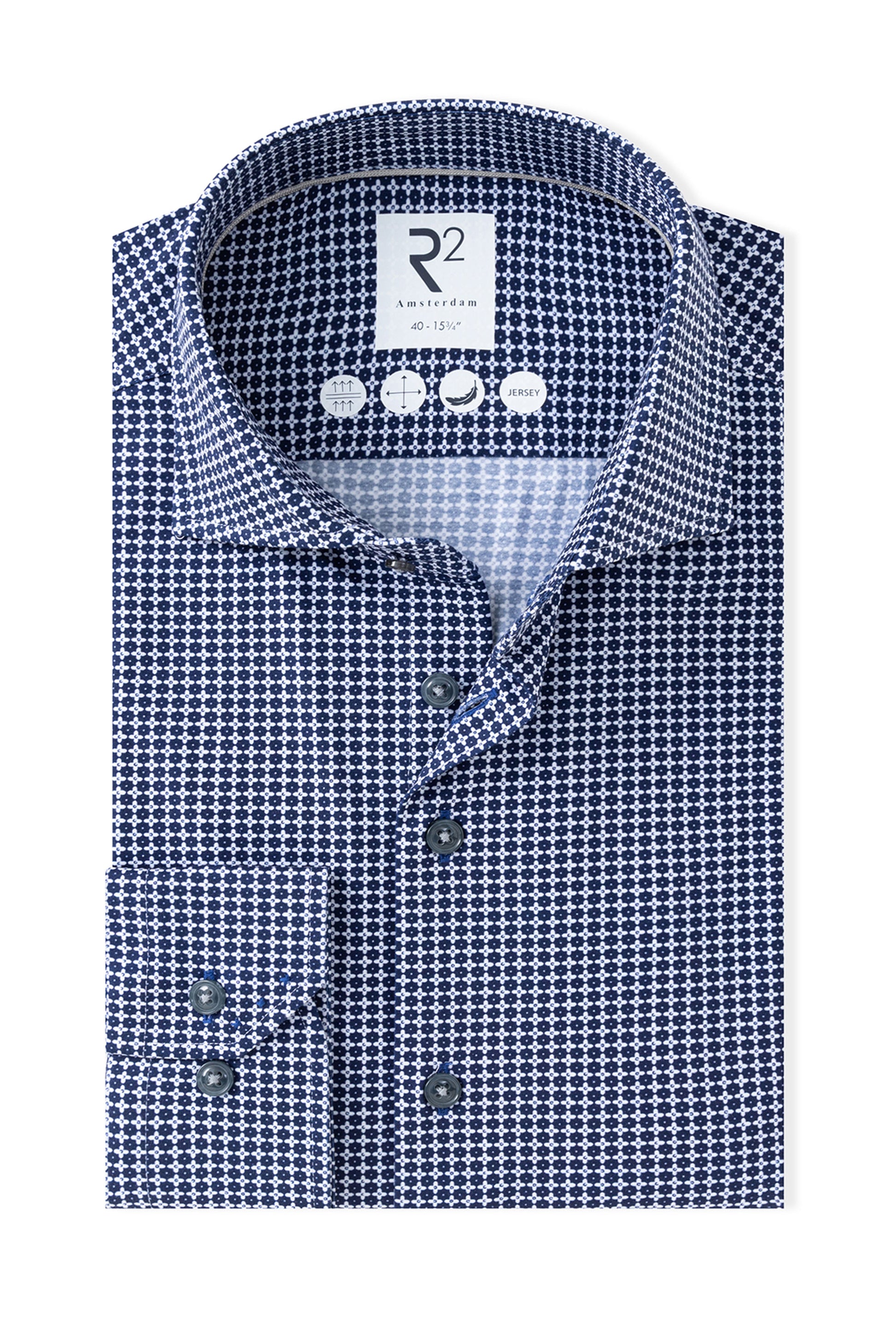 R2 CUT AWAY COLLAR LONG SLEEVE SHIRT BLUE R2 Michael Stewart Menswear  Shirts