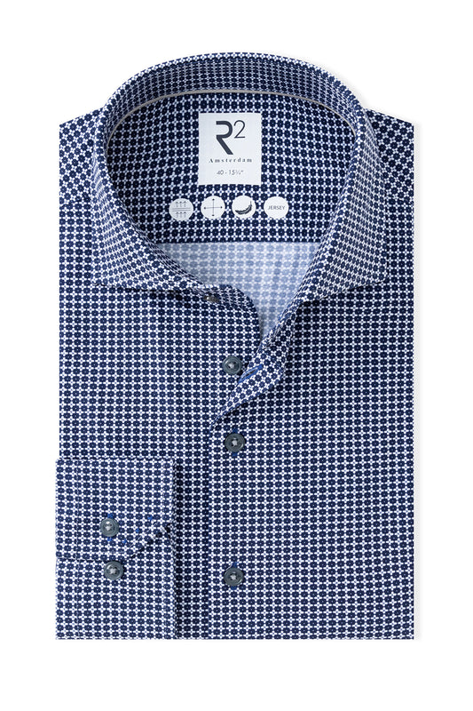 R2 CUT AWAY COLLAR LONG SLEEVE SHIRT BLUE R2 Michael Stewart Menswear  Shirts