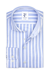 R2 CUT AWAY COLLAR LONG SLEEVED SHIRT BLUE & WHITE STRIPE R2 Michael Stewart Menswear  Shirts