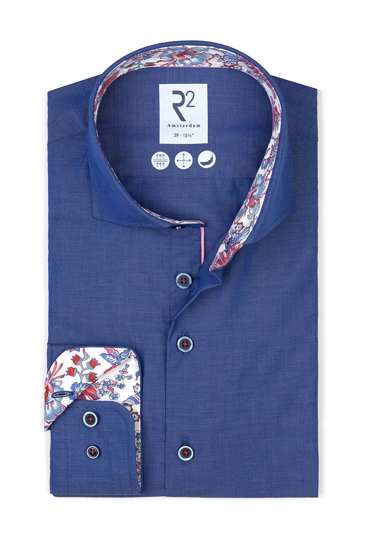 R2 CUT AWAY COLLAR LONG SLEEVED SHIRT BLUE R2