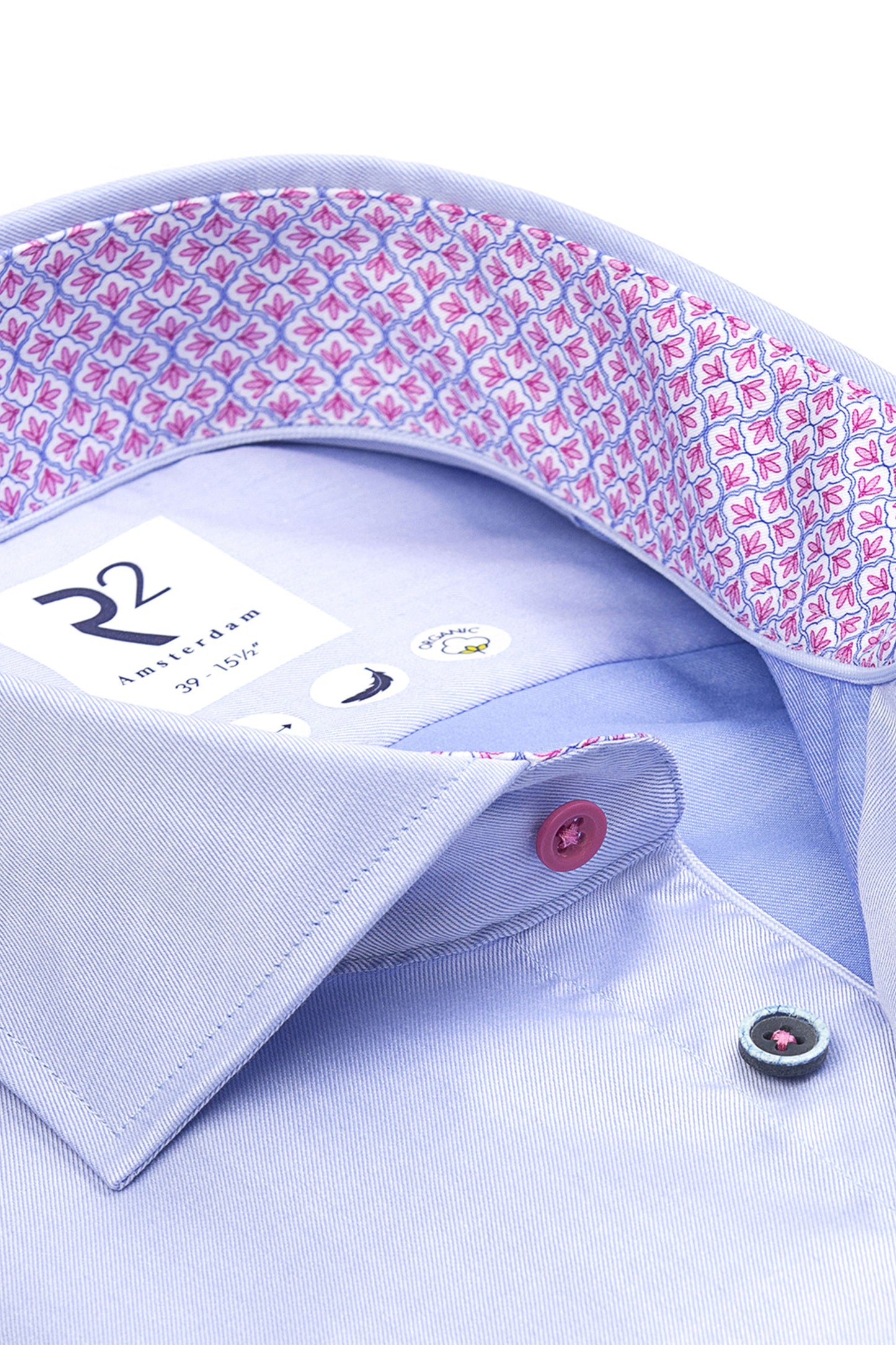 R2 CUT AWAY COLLAR LONG SLEEVED SHIRT LIGHT BLUE