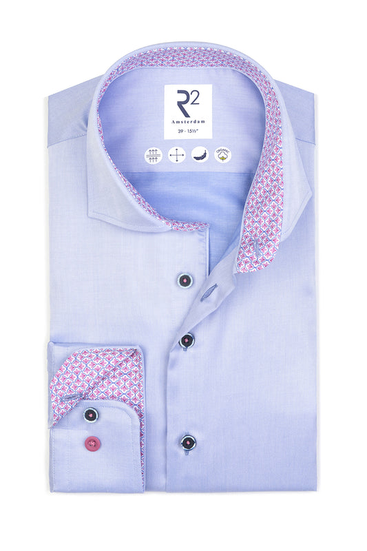 R2 CUT AWAY COLLAR LONG SLEEVED SHIRT LIGHT BLUE