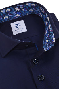R2 CUT AWAY COLLAR LONG SLEEVED SHIRT NAVY R2 Michael Stewart Menswear  Shirts