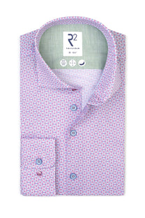 R2 CUT AWAY COLLAR LONG SLEEVED SHIRT PINK PATTERNED R2