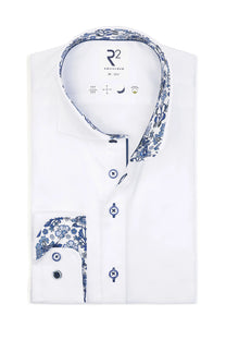 R2 CUT AWAY COLLAR LONG SLEEVED SHIRT WHITE R2