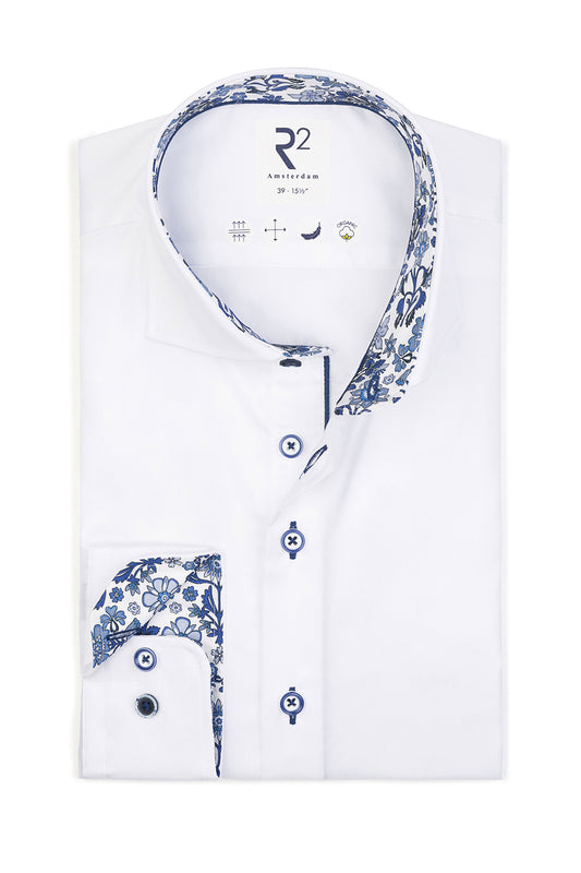 R2 CUT AWAY COLLAR LONG SLEEVED SHIRT WHITE