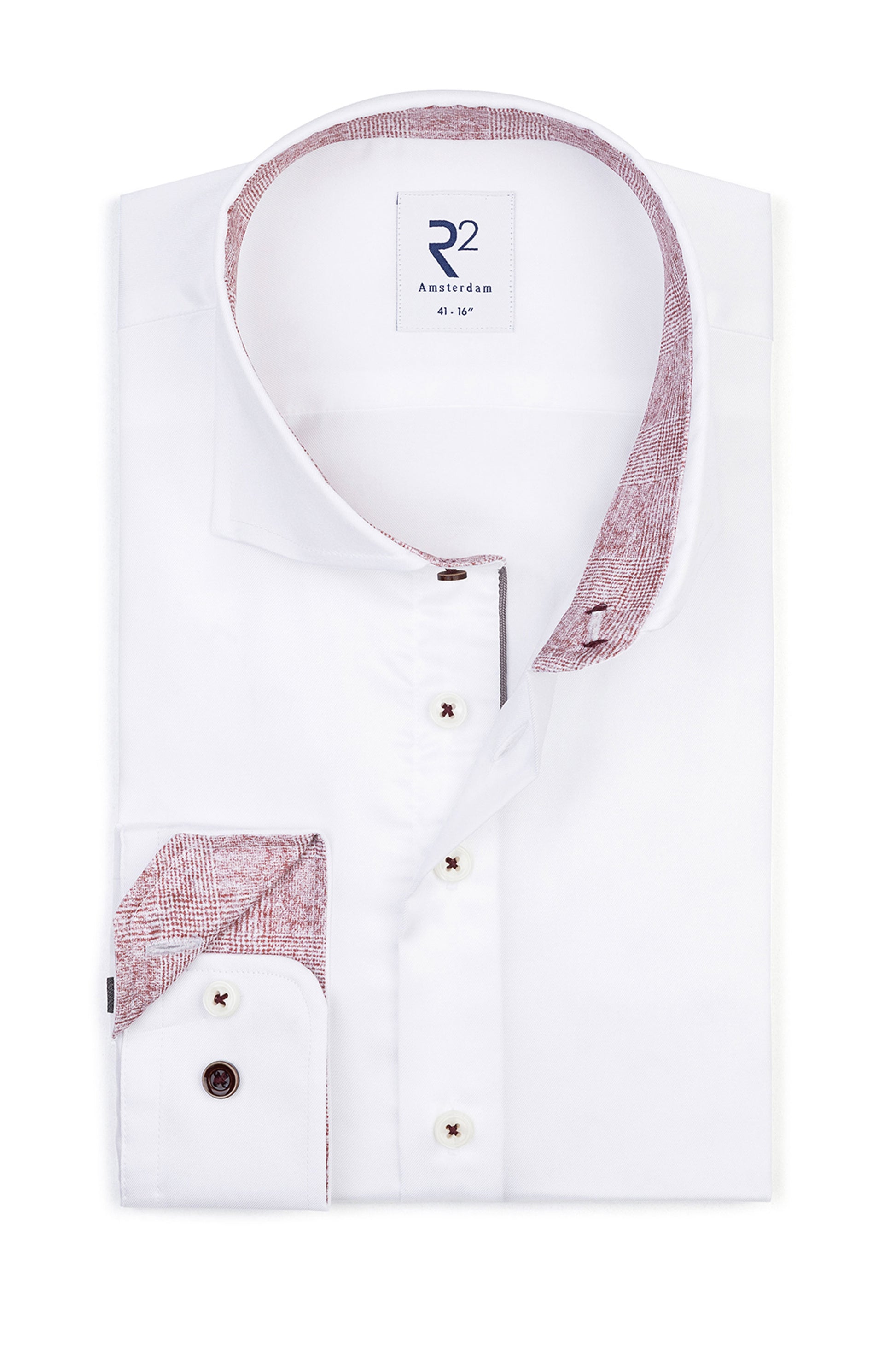 R2 CUT AWAY COLLAR LONG SLEEVED SHIRT WHITE R2 Michael Stewart Menswear  Shirts