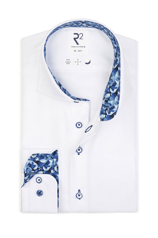 R2 CUT AWAY COLLAR LONG SLEEVED SHIRT WHITE