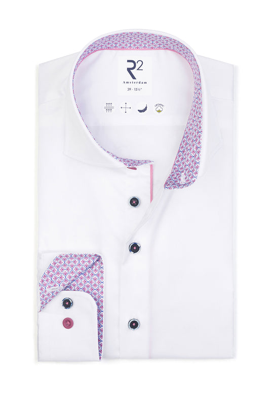 R2 CUT AWAY COLLAR LONG SLEEVED SHIRT WHITE