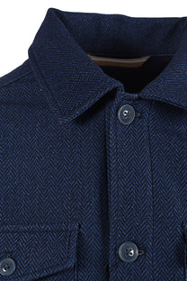 R2 HERRINGBONE OVERSHIRT NAVY R2 Michael Stewart Menswear  Shirts