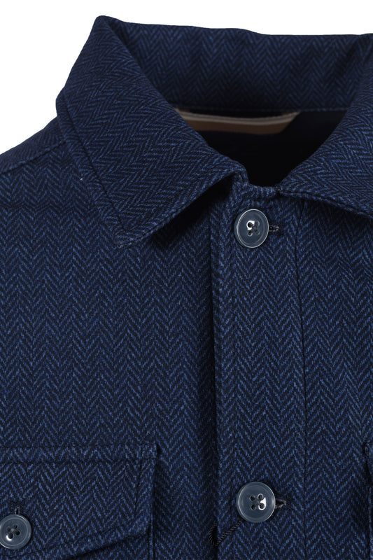 R2 HERRINGBONE OVERSHIRT NAVY R2 Michael Stewart Menswear  Shirts