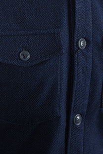 R2 HERRINGBONE OVERSHIRT NAVY R2 Michael Stewart Menswear  Shirts