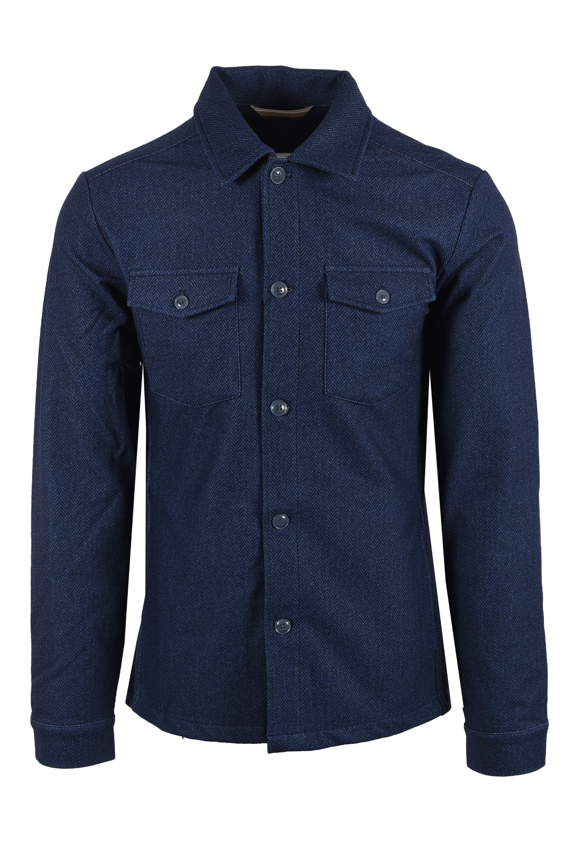 R2 HERRINGBONE OVERSHIRT NAVY R2 Michael Stewart Menswear  Shirts