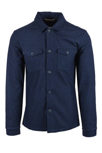 R2 HERRINGBONE OVERSHIRT NAVY R2 Michael Stewart Menswear  Shirts