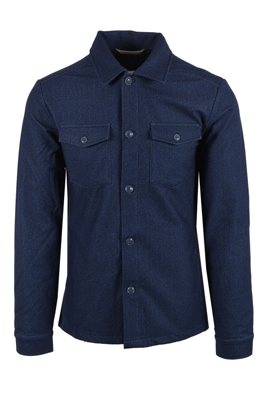 R2 HERRINGBONE OVERSHIRT NAVY R2 Michael Stewart Menswear  Shirts
