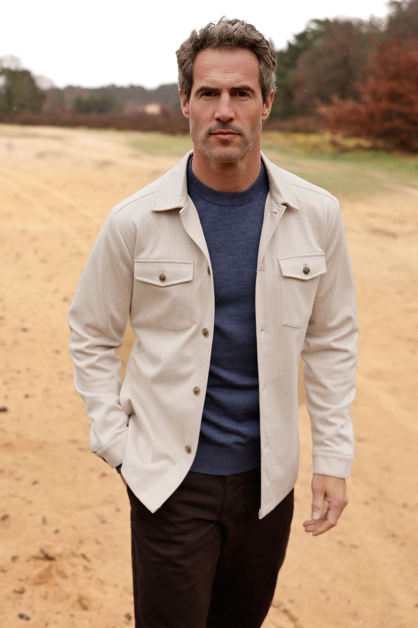 R2 HERRINGBONE OVERSHIRT OFF WHITE R2 Michael Stewart Menswear  Shirts