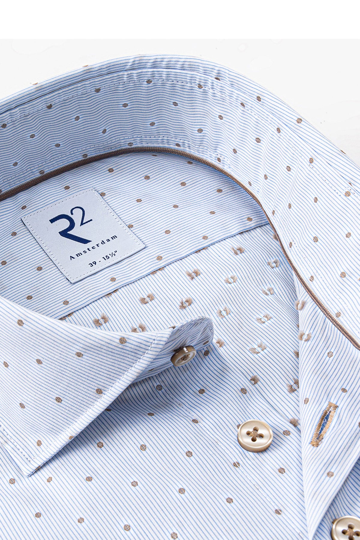 R2 LONG SLEEVE CUT AWAY COLLAR SHIRT LIGHT BLUE