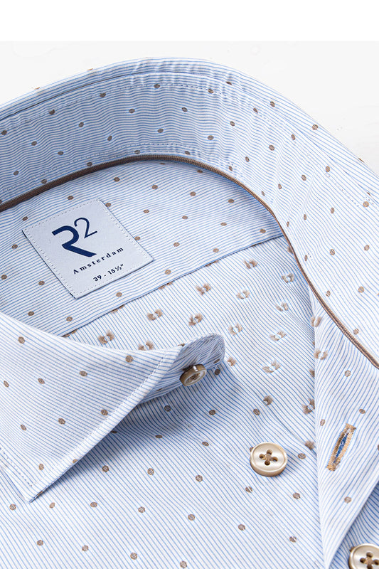 R2 LONG SLEEVE CUT AWAY COLLAR SHIRT LIGHT BLUE